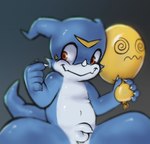 anthro balloon balloon_fetish balloon_popping genitals humanoid_genitalia humanoid_penis inflatable male penis solo squeezing tail young young_male badipoki bandai_namco digimon digimon_(species) veemon absurd_res hi_res