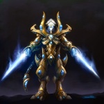 arm_blade armor blade blue_eyes claws energy_blade energy_weapon gold_(metal) gold_armor looking_at_viewer male not_furry simple_background solo tail weapon wrist_blade samwise blizzard_entertainment starcraft tassadar_(starcraft) alien alien_humanoid humanoid protoss 1:1 hi_res