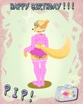 abstract_background anthro birthday bottomwear butt camera camera_flash clothing collar exposed exposed_butt exposed_hips eyewear footwear glasses legwear looking_back male open_mouth picture_taking pink_bottomwear pink_clothing pink_skirt pink_sweater pink_topwear rear_view round_glasses shocked short simple_background skirt socks solo sweater thigh_highs thigh_socks toony topwear anonymous_artist hi-rez_studios paladins_(game) pip_(paladins) vulpin 4:5 absurd_res hi_res