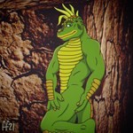 anthro bent_leg claws closed_smile finger_claws green_body green_eyes green_scales male mouth_closed multicolored_body multicolored_scales muscular muscular_anthro muscular_male nude_anthro nude_male pose scales smile solo tail yellow_body yellow_scales fabfelipe dinosaurs_(series) robbie_sinclair dinosaur hypsilophodon ornithischian prehistoric_species reptile scalie 1:1 2021 digital_drawing_(artwork) digital_media_(artwork) hi_res pinup