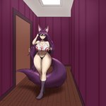 big_breasts big_ears breasts clothing female footwear hallway panties shirt socks solo tank_top topwear underwear wide_hips medicinal_succ canid canine fox humanoid mammal 1:1 absurd_res hi_res