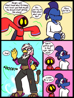 4_fingers anthro big_breasts black_body black_bottomwear black_clothing black_pants black_shirt black_tank_top black_topwear blue_body blue_clothing blue_hood blue_robe blue_scales bodily_fluids bottomless bottomwear breasts brown_body brown_feathers cape claws clothed clothing crop_top dialogue drooling feathers female finger_claws fingers green_eyes green_pupils grin group grpyhon hair hand_on_hip jacket jewelry long_sleeves magic male markings motion_lines mouthless necklace no_pupils onomatopoeia open_clothing open_jacket open_topwear pants pink_body pink_feathers pink_hair pink_markings pupils purple_clothing purple_eyes purple_flip_flops purple_hair purple_jacket purple_pupils purple_topwear red_cape red_clothing red_hood red_robe robe saliva scales scuted_arms scutes shirt smile sound_effects speech_bubble tank_top text topwear torn_bottomwear torn_clothing torn_pants trio white_body white_claws white_clothing white_feathers white_hair white_shirt white_topwear yellow_eyes ultilix european_mythology mythology leo_the_magician ruby_(ultilix) unnamed_character dragon humanoid mythological_creature mythological_scalie scalie shadow_creature western_dragon 2026 comic english_text hi_res
