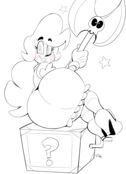 ?_block axe battle_axe big_butt block butt clothed clothing crossgender double_bitted_axe female huge_butt item_box looking_at_viewer looking_back melee_weapon mtf_crossgender not_furry rear_view smile solo weapon vimhomeless mrs.mayhem humanoid 2016 hi_res