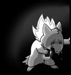 ambiguous_gender anthro black_background blue_body blue_fur bodily_fluids cellphone depression electronics fire fur phone sad simple_background solo tears yellow_body yellow_fur heathecliff 2024_pokemon_gigaleak nintendo pokemon generation_2_pokemon pokemon_(species) typhlosion greyscale monochrome