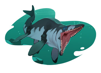 ambiguous_feral ambiguous_gender black_body black_tail bubble feral flippers multicolored_body open_mouth orange_eyes outside pupils rock sharp_teeth solo swimming tail teeth two_tone_body two_tone_tail underwater water white_body white_tail combos-n-doodles aquatic mosasaur prehistoric_species reptile scalie tylosaurus tylosaurus_rex 2026 absurd_res hi_res shaded