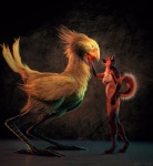 2016 3d_(artwork) ambiguous_gender anthro avian avian_pred beak belly big_belly bird canid canine canis chocobo digital_media_(artwork) domestic_dog duo feathered_wings feathers female feral feral_pred final_fantasy mammal sequence simple_background size_difference square_enix vore willing_prey wings zefirotreddi