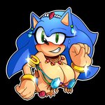 anthro big_breasts blush bodily_fluids breasts crossgender ear_piercing female gem looking_at_viewer mtf_crossgender piercing solo sweat missphase sega sonic_the_hedgehog_(series) sonic_the_hedgehog 1:1 alpha_channel