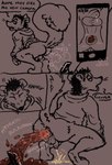 anthro big_tail bodily_fluids bottomless clothed clothing excessive_feces exhibitionism fart feces genital_fluids hoodie hoodie_only hyper hyper_feces male pantsless pantsless_anthro peeing peeing_on_ground phone_screen pooping pooping_on_floor recording_device recording_video solo tail text topwear topwear_only urine urine_on_ground urine_stream outh0use nasty_(outh0use) mammal mephitid skunk absurd_res comic english_text hi_res sketch sketch_page