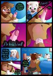 absurd_res angel_(lechugansfw) anthro bedroom blush bovid canid canine canis caprine comic daniel_(lechugansfw) domestic_dog explicitly_stated_consent eyes_closed fellatio female female_penetrated green_eyes hi_res holding_head humanoid inside lechugansfw looking_pleasured male male/female male_penetrating male_penetrating_female mammal oral oral_penetration penetration penile pink_blush purple_eyes sex sheep spanish_text speech_bubble text translated