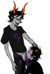 black_eyebrows black_hair duo eyebrows hair horn male male/male not_furry open_mouth oral paint teeth tongue homestuck ms_paint_adventures gamzee_makara karkat_vantas alien troll_(homestuck) sketch