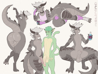 animal_genitalia animal_penis anthro backsack balls bedroom_eyes bulge butt clothing collar crouching digitigrade duo ear_piercing eyewear feet femboy fingerless_gloves fingers footwear fur genitals glasses gloves hair half-closed_eyes half-erect handwear holding_both_legs horn humanoid_genitalia humanoid_penis hybrid_genitalia hybrid_penis jockstrap lipstick lying makeup male male/male narrowed_eyes nude on_one_leg on_side penis penis_tip piercing rear_view round_glasses saggy_balls seductive sheath sheathed_humanoid_penis shirt simple_background smile spread_legs spreading standing stretching tail tank_top teeth thick_thighs toes tongue tongue_out topwear underwear wearing_glasses wide_hips aslinino fallout microsoft elise_(elisevchomp) gevaudan_(good4life4ever) deathclaw goblin mammal reptile scalie digital_media_(artwork) hi_res