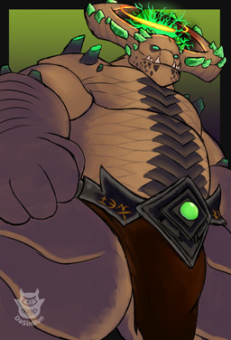 bottomwear clothing loincloth male solo teeth dasinbun dota valve valve_corporation vrogros_the_underlord absurd_res flat_colors hi_res