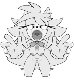 anthro big_breasts bodily_fluids bow_ribbon breasts cum cum_drip dripping female genital_fluids hair hands_out holding_onto_partner long_hair nude open_mouth oral pov_blowjob solo thigh_gap uvula 4chan_anon sega sonic_the_hedgehog_(series) emzberry fan_character eulipotyphlan hedgehog mammal hi_res monochrome