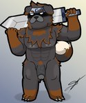 anthro big_penis black_body black_fur brown_body brown_fur fur genitals kerchief male melee_weapon menacing_shadow multicolored_body multicolored_fur muscular muscular_male nipples penis slightly_chubby solo sword thick_thighs vein veiny_penis weapon d13w0tt_(artist) honos canid canine canis domestic_dog livestock_guardian_dog mammal molosser mountain_dog pastoral_dog tibetan_mountain_dog 5:6 hi_res