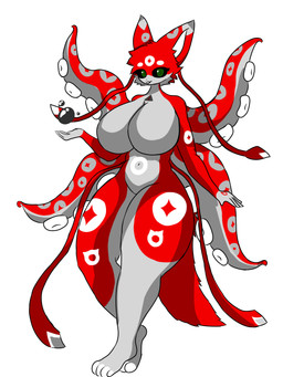 4_toes anthro big_breasts big_eyes biped black_sclera breasts butt featureless_breasts featureless_crotch feet female fur fur_markings green_eyes huge_breasts ink markings multicolored_body nude pose red_body solo tail tentacles thick_thighs three-quarter_view toes two_tone_body white_suckers wide_hips killerhuaxuan domestic_cat felid feline felis hybrid mammal 3:4 absurd_res cel_shading digital_drawing_(artwork) digital_media_(artwork) full-length_portrait hi_res portrait shaded