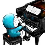 anthro blue_body blue_fur frown fur furniture half-closed_eyes keyboard_instrument machine male mouth_closed musical_instrument narrowed_eyes piano playing_music red_nose side_view simple_background sitting solo stool whiskers white_background white_body white_fur mt_tg doraemon doraemon_(character) domestic_cat felid feline felis mammal robot 1:1 2016 shaded