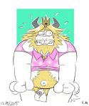 anthro balls beard biped blonde_hair blush body_hair bottomless chest_hair clothed clothing crown embarrassed facial_hair flaccid foreskin fur genitals hair headgear horn male mature_anthro mature_male musclegut muscular navel penis pubes shirt small_penis solo topwear white_body white_fur mcthundergoose undertale undertale_(series) asgore_dreemurr boss_monster_(undertale) bovid caprine mammal sketch