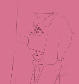 anthro balls clothed clothing duo eyewear fellatio floppy_ears genitals glasses horn male male/male nude oral penile penis penis_in_mouth robe scarf sex side_view sucking wearing_glasses insate deltarune undertale_(series) ralsei bovid caprine darkner goat mammal animated hi_res