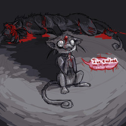 ambiguous_gender animal_genitalia blood bodily_fluids corpse creepy crying dark death dialogue duo feral genitals gore horror_(theme) killing male open_mouth sheath speech_bubble tears teeth text tongue paintdog_(artist) nintendo pokemon felid generation_1_pokemon mammal meowth persian_(pokemon) pokemon_(species) 1:1 dark_theme digital_media_(artwork) digital_painting_(artwork) english_text full-length_portrait hi_res painting_(artwork) portrait restricted_palette sketch