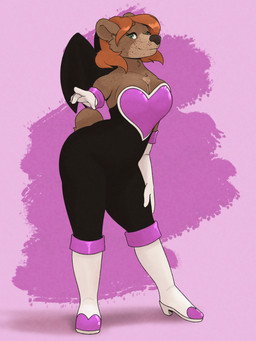 anthro armor armwear back_wings bodysuit boots breastplate breasts cheek_tuft cleavage clothed clothing dark_nose elbow_gloves facial_tuft female footwear freckled_face freckled_shoulders freckles gloves green_eyes hair handwear high_heeled_boots high_heels membrane_(anatomy) membranous_wings nub_tail orange_hair round_ears shoes short_hair simple_background skinsuit solo thick_thighs tight_clothing tuft wings katahdin sega sonic_the_hedgehog_(series) kat_(katahdin) rouge_the_bat bear mammal hi_res