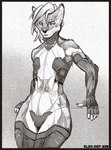 cybernetics machine nude solo synthetic alex-dep-998 mereliatia humanoid mammal mustelid otter robot robot_humanoid 2023 greyscale hi_res monochrome sketch