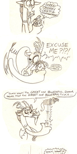 angry beard butt butt_slap cape captured clothing dialogue ellipsis facial_hair female feral hat headgear headwear horn humor male membrane_(anatomy) membranous_wings pain rage_face scared slap spanking tail text wings mickeymonster friendship_is_magic hasbro my_little_pony mythology discord_(mlp) trixie_(mlp) chimera draconequus equid equine mammal mythological_creature mythological_equine unicorn absurd_res comic english_text hi_res long_image tall_image