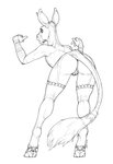 anthro anus bottomless butt clothed clothing female genitals hooves horizontal_pupils horn leaning leaning_forward leggings legwear open_mouth pupils pussy solo tail tail_tuft thigh_highs tuft ecmajor mythology equustra_(ecmajor) equid equine mammal mythological_creature mythological_equine unicorn hi_res monochrome sketch traditional_media_(artwork)