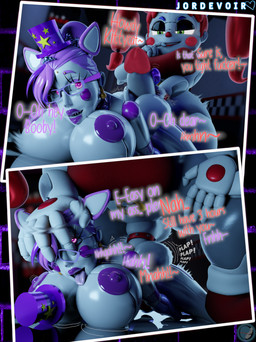 4_ears accessory ahegao anal anal_penetration areola balls big_breasts black_eyeshadow bottomless bottomless_gynomorph bottomless_humanoid bottomless_intersex breast_size_difference breasts butt clothed clothing cock_ring crop_top crossgender dialogue dominant dominant_gynomorph dominant_humanoid dominant_intersex duo ear_piercing erection eyeshadow eyewear female female_on_bottom female_penetrated from_behind_position ftg_crossgender fti_crossgender genitals glans glasses glistening glistening_body glowing glowing_eyes green_eyes gynomorph gynomorph/female gynomorph_on_top gynomorph_penetrating gynomorph_penetrating_female hair hair_size_difference hand_on_another's_head hat headgear headwear huge_breasts humanoid_genitalia humanoid_on_bottom humanoid_on_humanoid humanoid_on_top humanoid_penetrated humanoid_penetrating humanoid_penetrating_humanoid humanoid_penis intersex intersex/female intersex_on_top intersex_penetrating intersex_penetrating_female jewelry lips long_hair looking_at_another looking_at_partner looking_pleasured lying machine makeup moan motion_lines multi_ear naughty_face nipples nude nude_female nude_humanoid on_bottom on_front on_top open_mouth open_smile penetration penile penile_penetration penis penis_accessory penis_in_ass penis_jewelry piercing pink_eyes plap_(sound) purple_areola purple_eyeshadow purple_hair purple_lips purple_nipples red_clothing red_glans red_hair red_shirt red_topwear reflective_floor sex shaking sharp_teeth shirt short_hair smile smiling_at_another smiling_at_partner sound_effects talking_to_another talking_to_partner teeth text thick_penis tongue tongue_out top_hat topwear trembling twintails_(hairstyle) wearing_glasses white_body jordevoir_(artist) jordevoir_(modeler) five_nights_at_freddy's scottgames circus_baby_(fnaf) fan_character animal_humanoid animatronic cat_humanoid felid felid_humanoid feline feline_humanoid humanoid mammal mammal_humanoid robot robot_humanoid 3d_(artwork) absurd_res comic digital_media_(artwork) english_text hi_res watermark