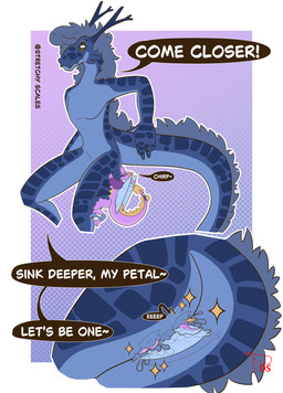 absorption_vore anthro blue_body blue_ears blue_paws blue_wings breasts dewlap_(anatomy) dialogue duo extreme_size_difference female fluffy fluffy_ears fur horn larger_male macro magic male male/female micro multicolored_body multicolored_fur nude_anthro pink_body pink_fur purple_body purple_fur romantic romantic_couple shrinking shrunk size_difference size_transformation smaller_female sparkles speech_bubble sticky tail text transformation two_tone_body vore wings digitalscales mythology drak_(digitalscales) petal_(dapperhedgehog) dragon fairy_dragon furred_dragon furred_scalie goo_creature lizard mythological_creature mythological_scalie reptile scalie winged_dragon absurd_res english_text hi_res