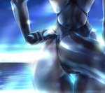 anthro butt butt_focus camel_toe clothing clothing_pull detailed_background female gesture rear_view sea solo suggestive suggestive_gesture swimwear tail water equus dauntless_(equus) fish marine shark 2022