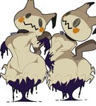 anthro big_butt black_collar black_ears black_eyes breasts brown_tail butt collar empty_eyes female front_view looking_back multicolored_ears rear_view simple_background solo tail tan_body tan_ears thick_thighs two_tone_ears white_background zipper karikhuri nintendo pokemon generation_7_pokemon mimikyu pokemon_(species) 2025 digital_media_(artwork)