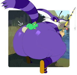 anal anal_penetration anthro anthro_on_feral anthro_penetrated balls bestiality big_balls big_butt butt butt_focus clothing duo exclamation_point fellatio feral feral_penetrating fishing_rod footwear fur genitals glistening glistening_butt gloves green_body handwear hyper interspecies larger_anthro larger_male larger_penetrated male male/male male_penetrated oral penetration penile purple_body purple_fur rear_view sandals sex shoes size_difference small_but_hung smaller_feral smaller_male surprised thick_thighs yellow_eyes anothercat sega sonic_the_hedgehog_(series) big_the_cat froggy_(sonic) amphibian domestic_cat felid feline felis frog mammal 2025 hi_res