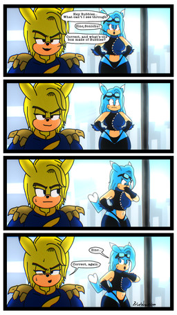 anthro dialogue duo female male tail text bluewavecon nintendo pokemon sega sonic_the_hedgehog_(series) sonichu_(series) the_boys_(series) bubbles_rosechu homelander_(the_boys) sonichu_(character) the_deep_(the_boys) hybrid 9:16 comic english_text hi_res