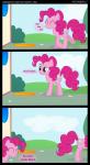 breaking_the_fourth_wall cloud cutie_mark day eyelashes eyes_closed female feral fur grass hair humor mane outside pink_body pink_fur pink_hair plant portal rock shrub sky smile solo teeth text diegotan friendship_is_magic hasbro my_little_pony portal_(series) valve pinkie_pie_(mlp) earth_pony equid equine horse mammal pony absurd_res comic crossover hi_res url