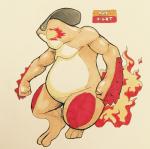 2017 3_toes alternate_color amphibian anthro belly biceps biped brown_body brown_skin countershade_face countershade_torso countershading english_text fakemon featureless_crotch feet fire firefightdex fist flaming_tail frown full-length_portrait generation_3_pokemon hatching_(art) hi_res humanoid_hands looking_away male marco_fanjul marker_(artwork) mixed_media multicolored_body multicolored_skin musclegut muscular muscular_anthro muscular_male nintendo no_pupils nude overweight overweight_anthro overweight_male pen_(artwork) pokemon pokemon_(species) portrait red_body red_scales scales scalie shaded shadow side_view simple_background solo spikes swampert tail tan_body tan_countershading tan_skin text toes toony traditional_media_(artwork) two_tone_body two_tone_skin white_background white_eyes