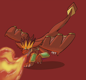 ambiguous_gender breath_powers elemental_manipulation feral fire fire_breathing fire_manipulation inner_ear_fluff open_mouth pupils quadruped red_body sharp_teeth solo tail teeth tongue tuft white_sclera wings yellow_eyes zincxiron mythology dragon mythological_creature mythological_scalie scalie 2026 hi_res