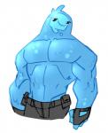 big_muscles blue_body bottomwear clothed clothing fingerless_gloves gloves handwear looking_at_viewer male muscular muscular_humanoid muscular_male not_furry pants pecs simple_background smile smirk solo standing topless white_background cartoonjunkie epic_games fortnite rippley_(fortnite) goo_creature humanoid 2019 hi_res