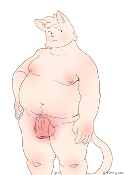 anthro biped flaccid foreskin genitals humanoid_genitalia humanoid_penis male male_anthro nipples nude_anthro nude_male overweight penis pubes solo text vein alltoospicy big_little_cat danai_(big_little_cat) felid feline mammal 2026 absurd_res artist_name dated digital_drawing_(artwork) digital_media_(artwork) hi_res