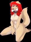 anthro biped bone breasts collar collar_only eyebrows female hair leash looking_at_viewer navel nipples nude raised_eyebrows red_eyes red_hair simple_background sitting solo transparent_background wariza zyira canid canine canis domestic_dog mammal 2017 alpha_channel digital_media_(artwork) hi_res