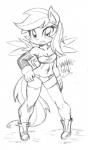 anthro anthrofied blush boots breasts cleavage clothed clothing feathered_wings feathers female footwear hair legwear looking_at_viewer navel panties shoes solo stockings underwear wings danmakuman friendship_is_magic hasbro my_little_pony mythology rainbow_dash_(mlp) equid equine mammal mythological_creature mythological_equine pegasus 2014 black_and_white hi_res monochrome sketch