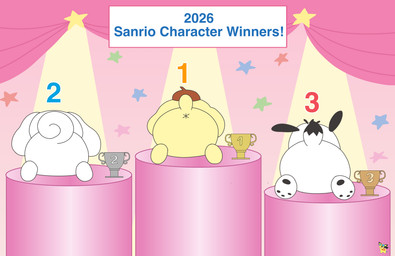 anthro anus award butt butt_focus clothing curtains fur group hat headgear headwear logo long_ears lying male on_front paws podium text trio trophy white_body white_fur yellow_body pichu90 cinnamoroll sanrio cinnamon_(cinnamoroll) pochacco pompompurin_(character) canid canine canis domestic_dog mammal 2026 artist_logo english_text hi_res