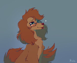 brown_body brown_fur brown_skin dog_tail eyewear female feral fur glasses green_eyes looking_at_viewer multicolored_body multicolored_fur multicolored_skin red_tongue solo tongue tongue_out two_tone_body two_tone_fur two_tone_skin wearing_glasses white_heart mirtash velsea all_dogs_go_to_heaven don_bluth sasha_la_fleur bird_dog canid canine canis domestic_dog hunting_dog irish_setter mammal setter hi_res