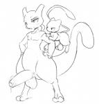 anthro balls blush bodily_fluids dripping duo erection floating foreskin genital_fluids genitals humanoid_genitalia humanoid_penis legendary_duo male male/male mew_duo penis precum simple_background size_difference standing tail thick_tail white_background amphlow nintendo pokemon felid generation_1_pokemon legendary_pokemon mammal mew_(pokemon) mewtwo pokemon_(species) 2018 monochrome