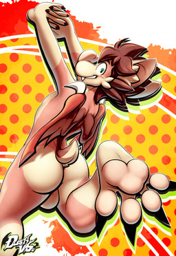 anthro back_wings balls brown_hair butt cheek_tuft claws facial_tuft fangs feet fur genitals hair male membrane_(anatomy) membranous_wings multicolored_body multicolored_fur nude pawpads paws pink_body pink_fur pink_pawpads smile solo spread_toes tan_body tan_fur teeth toe_claws toes tuft two_tone_body two_tone_fur wide_eyed wings dustythebat dusty_mcwari bat mammal hi_res