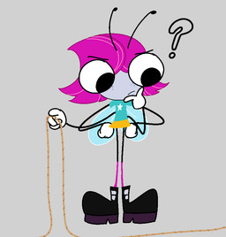 4_arms antennae_(anatomy) anthro big_eyes black_boots black_clothing black_footwear blue_clothing blue_shirt blue_topwear boots clothing female footwear freckled_face freckles gloves grey_body grey_skin hair handwear holding_object holding_rope insect_wings multi_arm multi_limb pink_clothing pink_footwear pink_hair pink_socks rope shirt shoes socks solo star t-shirt topwear white_clothing white_gloves white_handwear wings thexxmixx disney the_buzz_on_maggie maggie_pesky arthropod fly_(animal) insect