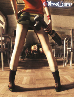 5_fingers boots bracelet butt camo chair chalkboard classroom clothing day desk female fingers flashlight footwear furniture gun hand_on_hip holding_gun holding_object holding_ranged_weapon holding_shotgun holding_weapon information_board inside jewelry logo orange_clothing orange_shirt orange_topwear panties panty_shot ranged_weapon school shirt shoes shotgun table topwear underwear weapon obscure biter_(obscure) human mammal monster official_art