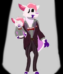 anthro body_horror bow_tie claws clothing darkness duo eyeless female hand_puppet horror_(theme) mini-kin_little_nightmares) puppet purple_clothing purple_suit smile solo spotlight suit the_kin_(little_nightmares) wings just_a_art_bat nightlight_(just_a_art_bat) bat mammal