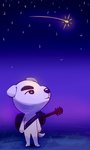 anthro biped eyebrows grass guitar looking_up male mouth_closed musical_instrument night oaws outside plant plucked_string_instrument shooting_star sky solo standing star string_instrument tail thick_eyebrows white_body flavia-elric animal_crossing nintendo k.k._slider canid canine canis domestic_dog mammal 2020 3:5 absurd_res digital_media_(artwork) hi_res