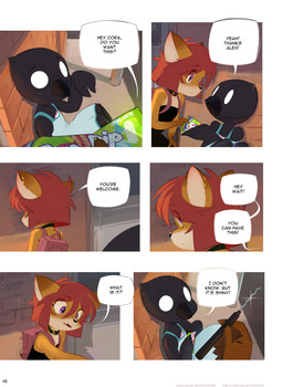 5_fingers accessory anthro asking_another avian_feet base_three_layout beak belt_collar biped black_beak black_body black_clothing black_dress black_fur black_nose blockage_(layout) blue_clothing blue_dress bodily_fluids border brick brick_wall brown_body brown_ear_tips brown_ears brown_fur brown_markings clothed clothing detailed_background dialogue dipstick_ears dress duo ear_markings ear_piercing empty_eyes eye_through_hair eyebrows feather_hands feathers female female_pov fingers first_person_view food frown fur giving_food glint glistening glistening_body glistening_eyes glistening_skin gloves_(marking) hair holding_food holding_object holding_tool horizontal_blockage light lockpick looking_at_another looking_back looking_back_at_another markings monotone_body monotone_fur multicolored_body multicolored_ears multicolored_fur open_mouth open_smile page_number piercing pupils purple_backpack purple_eyes red_hair shadow sitting sitting_on_ground six_frame_image slim_anthro slim_female smile speech_bubble sunlight talking_to_another tan_body tan_fur tears teeth text thanking three_row_layout tools topwear translucent translucent_hair two_tone_body two_tone_ears two_tone_fur wall_(structure) white_border white_eyes white_sclera young young_anthro young_female young_pov horemheb alex_(horemheb) cora_(horemheb) avian bird canid canine canis corvid corvus_(genus) crow fox mammal oscine passerine 2026 absurd_res artist_name colored comic detailed digital_drawing_(artwork) digital_media_(artwork) english_text hi_res lighting marker_(artwork) shaded traditional_media_(artwork) url