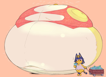 air_inflation anthro belly belly_expansion big_belly blimp_fruit_(super_mario_galaxy_2) body_inflation bottomless burping clothed clothing deep_navel duo expansion female female/female hair huge_belly hyper hyper_belly hyper_inflation immobile inflation messy_hair navel simple_background smile spherical_inflation stretched_clothing tail tight_clothing vehicle wagon whining yellow_body pearkidart animal_crossing nintendo ankha_(animal_crossing) isabelle_(animal_crossing) canid canine canis domestic_cat domestic_dog felid feline felis mammal shih_tzu toy_dog 2025 absurd_res colored guide_lines hi_res
